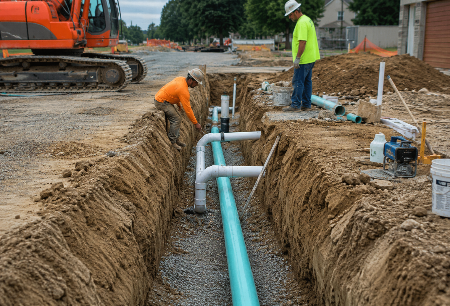 Sanitary sewer & water line